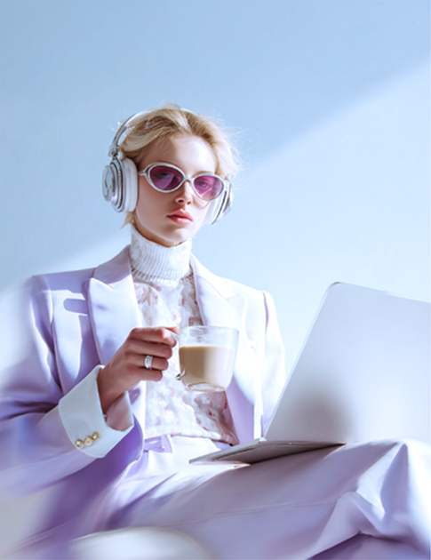 87seconds Group expert working with headphones and a laptop